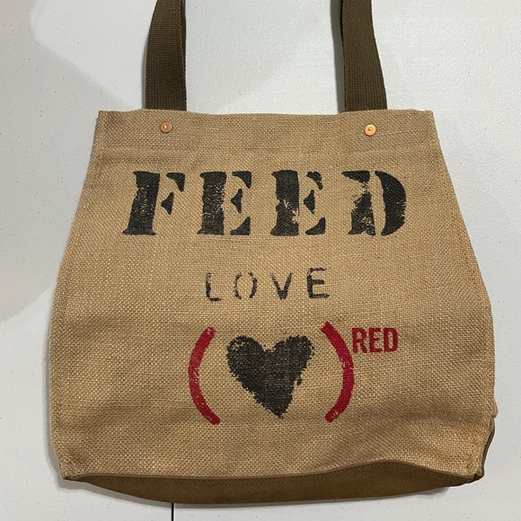Feed Projects Red Love 30 Burlap Tote - Picture 2 of 10